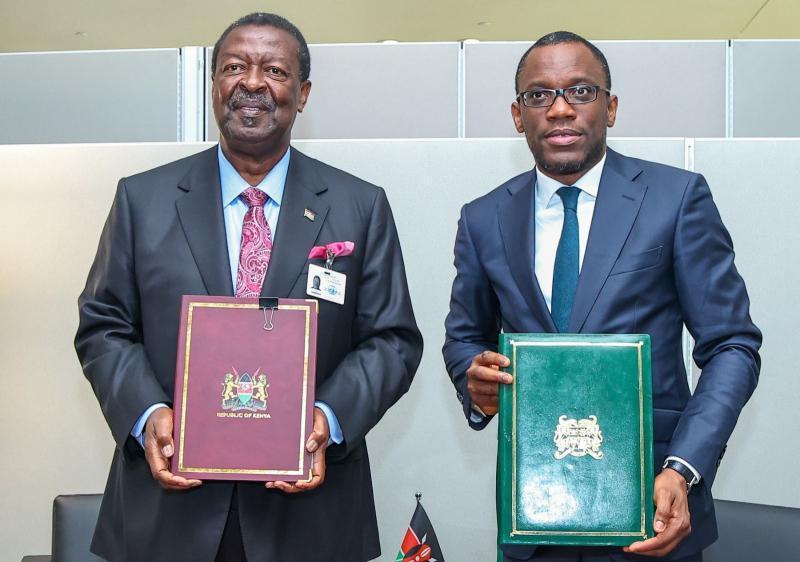 File image of Prime Cabinet Secretary Musalia Mudavadi and Benin Minister of Foreign Affairs Oleshegun Adjadi Bakar.